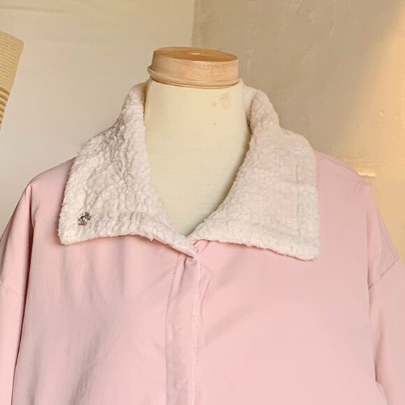 Pink Fuzzy Collar Zip Up Jacket Coat - Picture 2 of 4